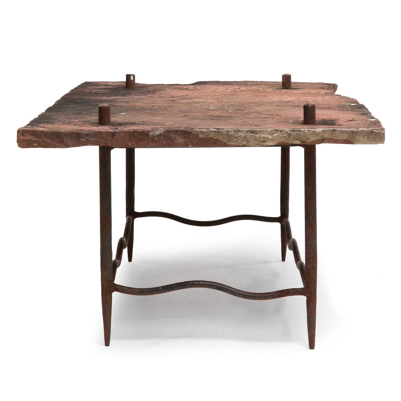 American Artist Made Stone Topped Table For Sale