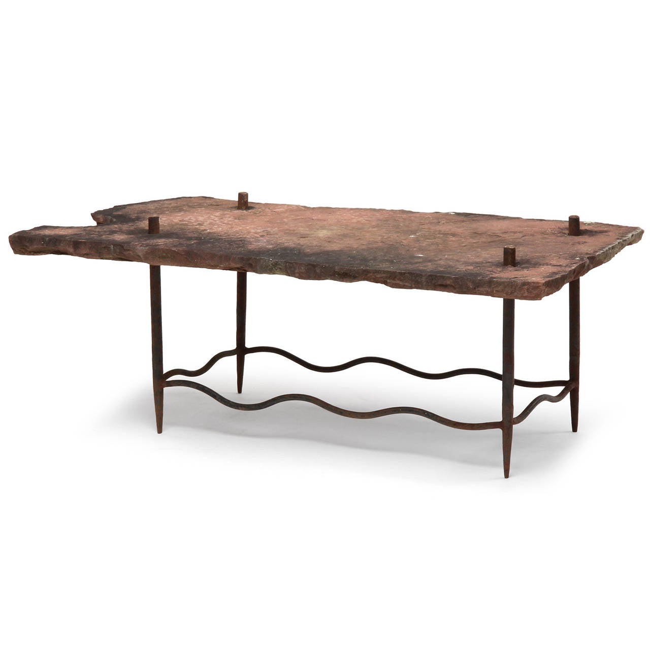 American Craftsman Artist Made Stone Topped Table For Sale