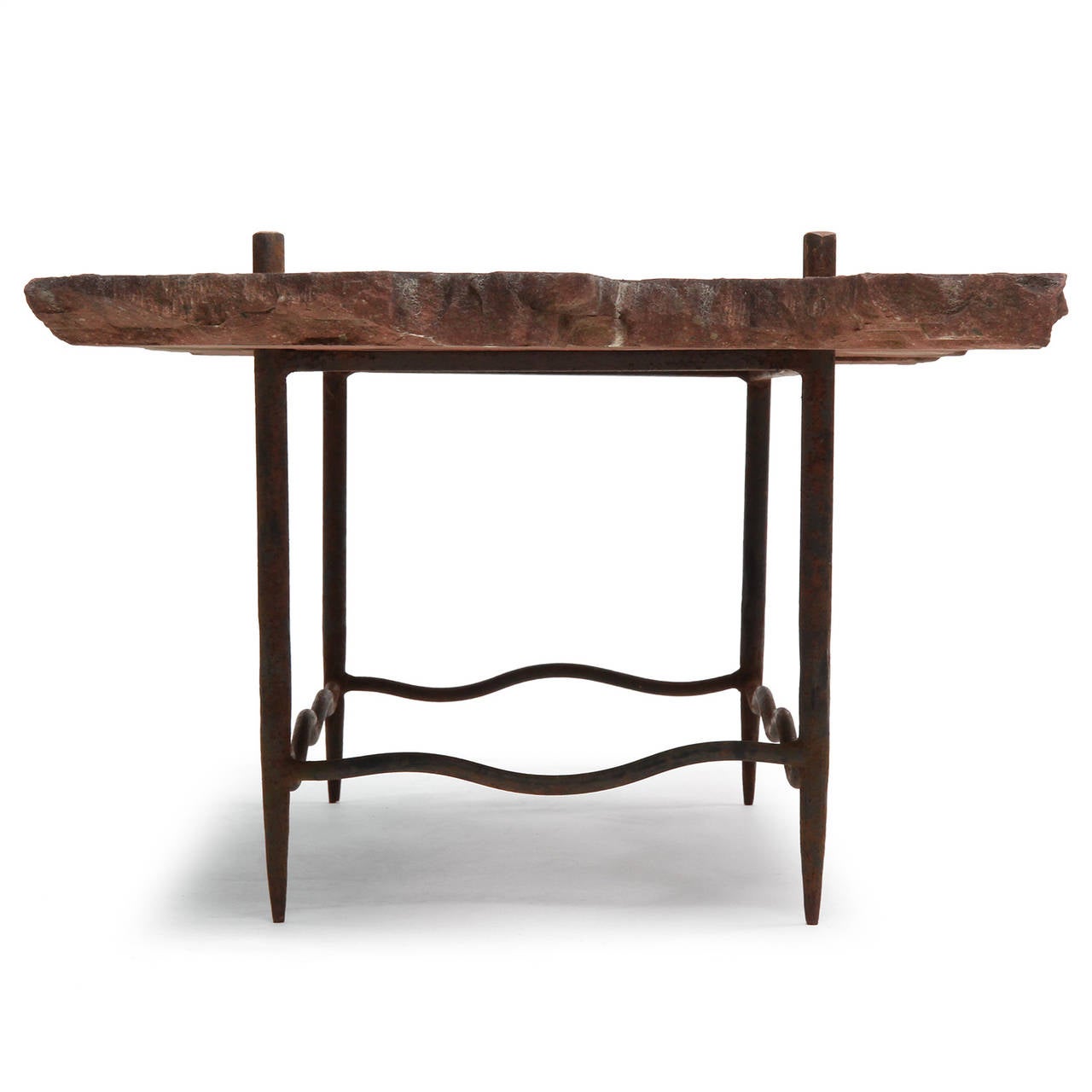 Artist Made Stone Topped Table In Good Condition For Sale In Sagaponack, NY