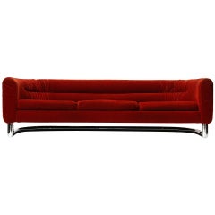 Floating Red Velvet Sofa