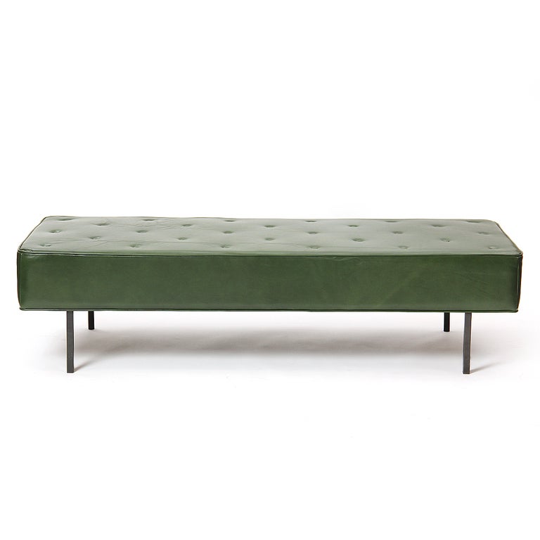 green leather banquette