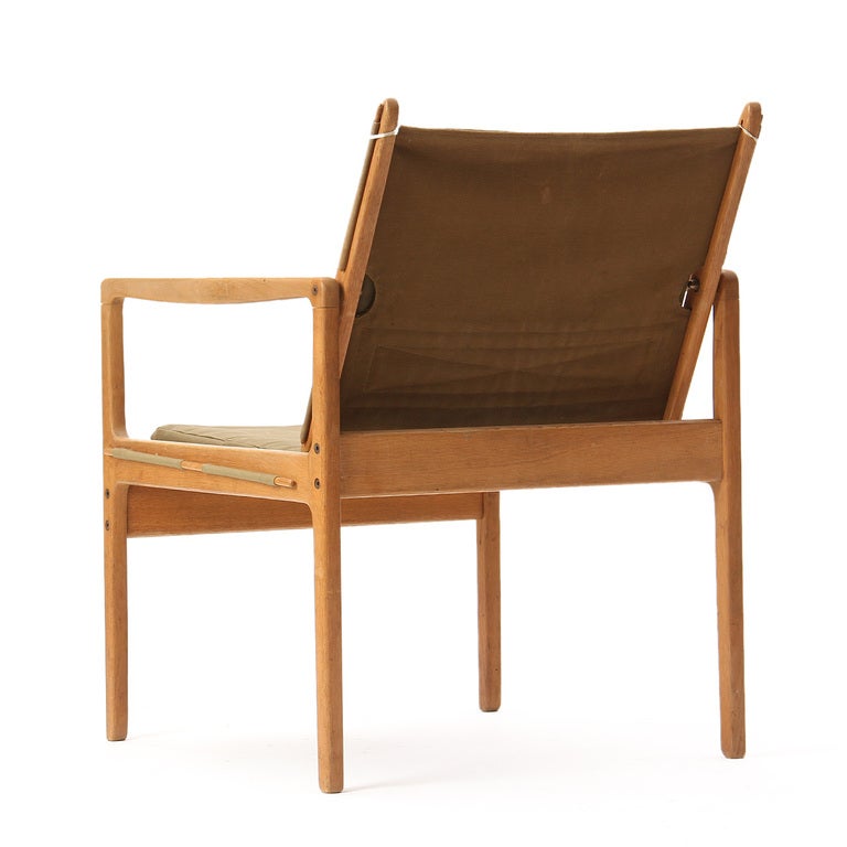 Danish Pair of Safari Chairs by Ole Wanscher For Sale