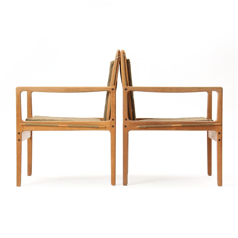 Oak Pair of Safari Chairs by Ole Wanscher For Sale