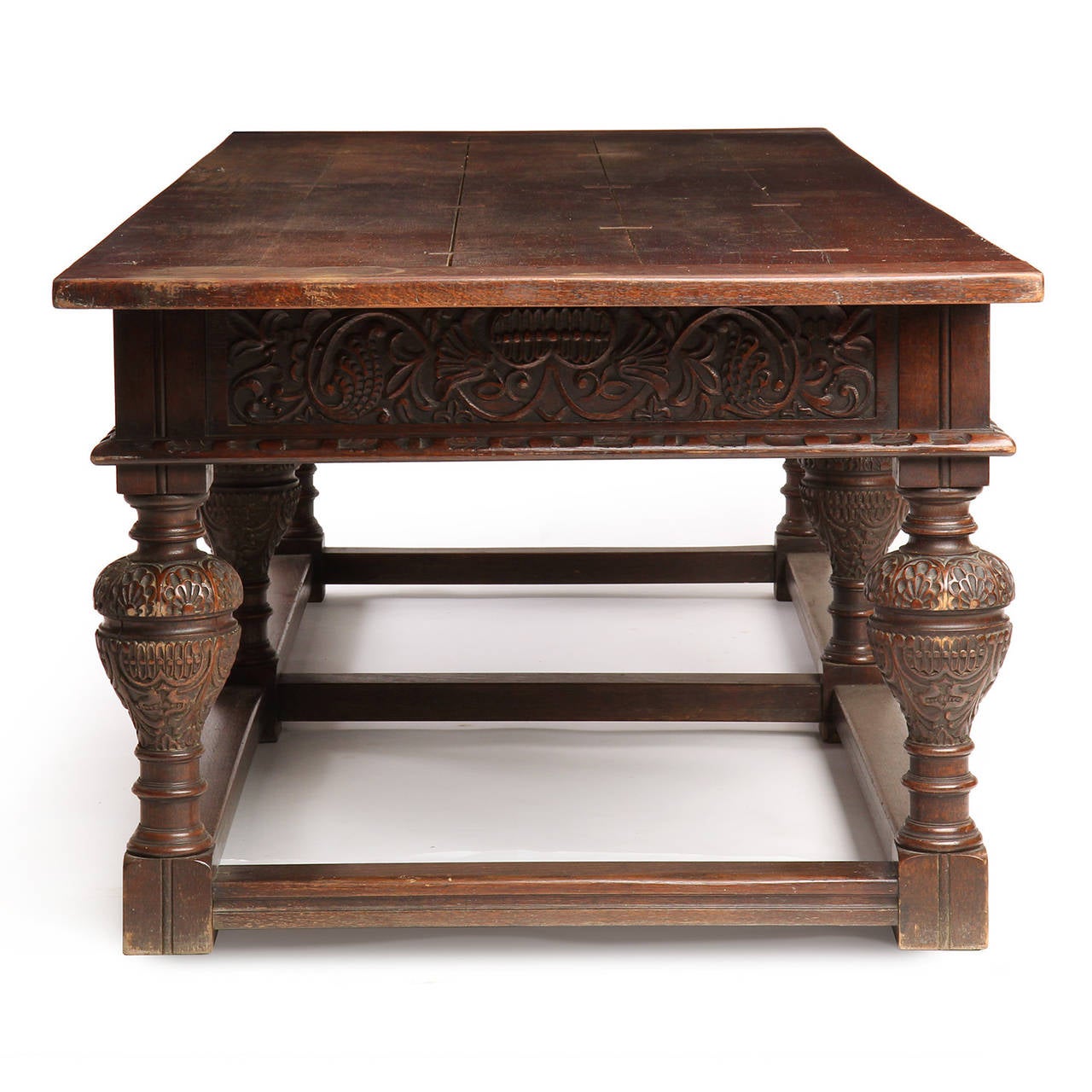 20th Century Incredible Carved Mahogany Library Table
