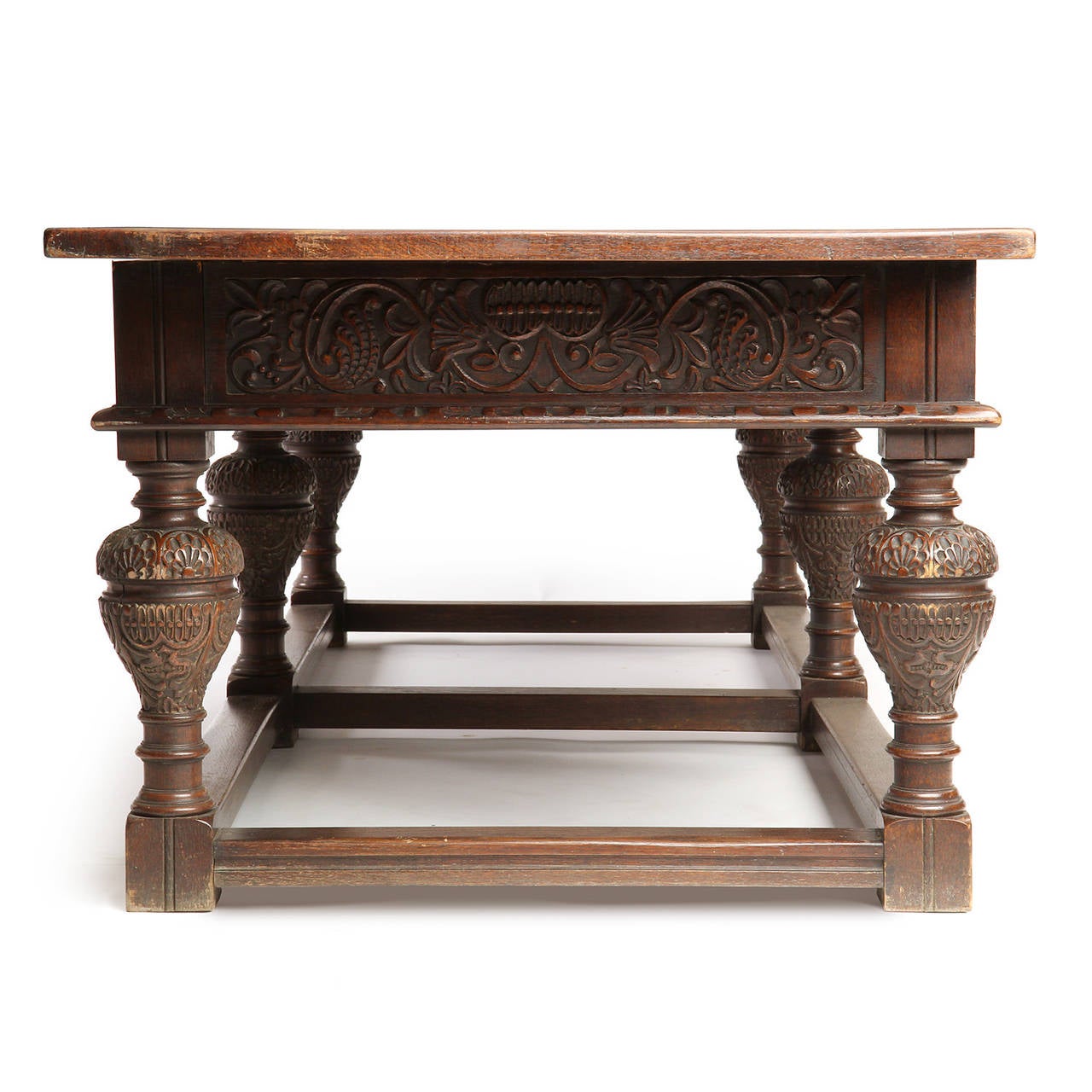 Incredible Carved Mahogany Library Table In Good Condition In Sagaponack, NY