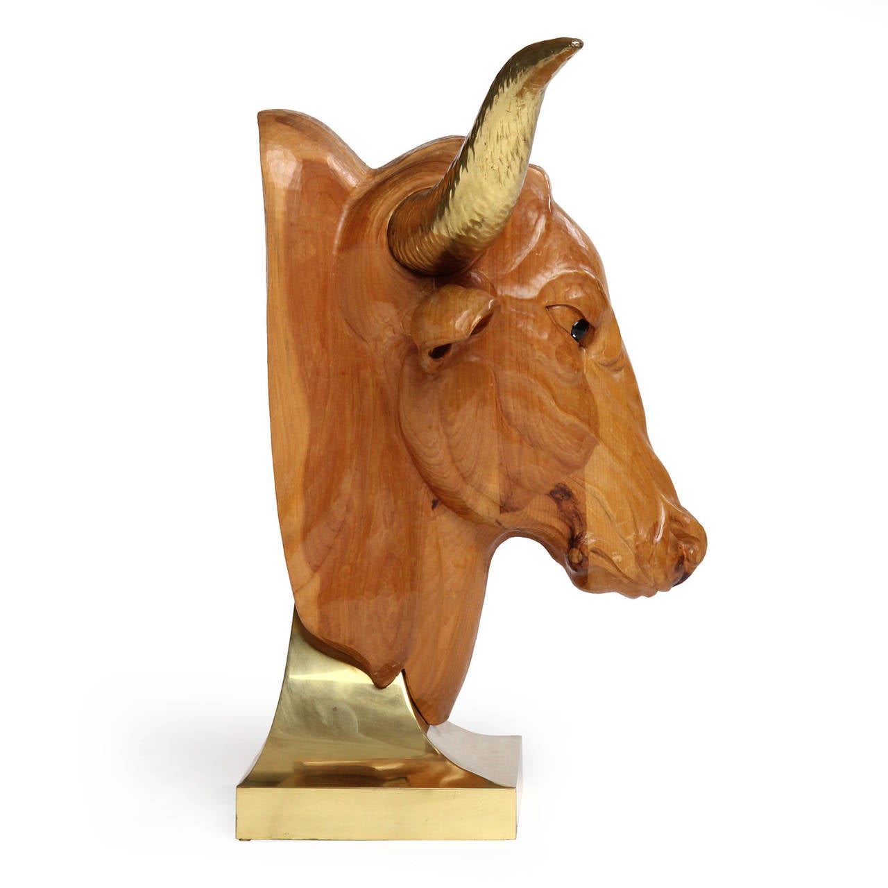 Mid-20th Century Carved Bull Sculpture For Sale