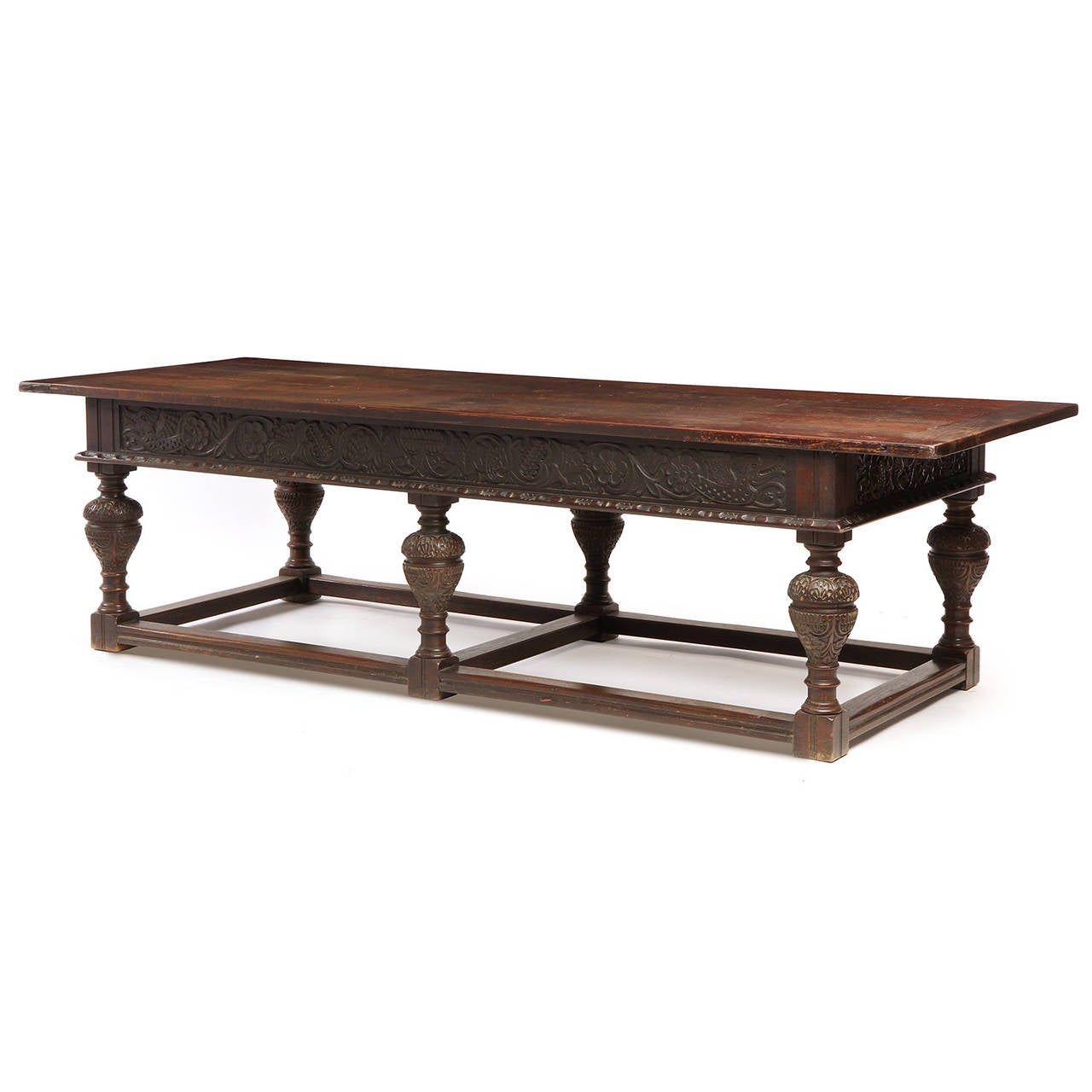 Arts and Crafts Incredible Carved Mahogany Library Table