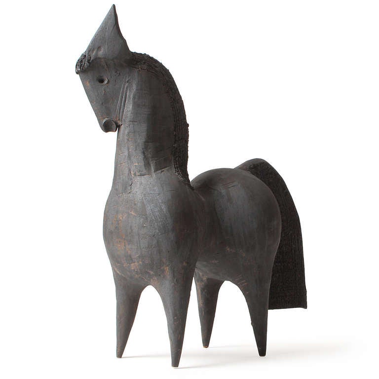 Français Sculpture de cheval en céramique de Dominique Pouchain