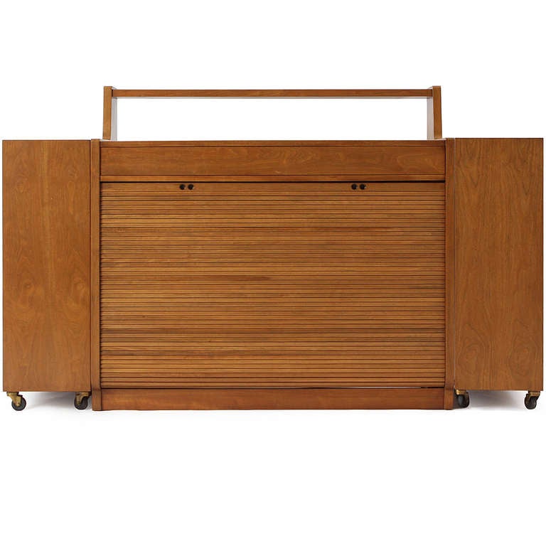 Drop Tambour Front Cabinet by Edward Wormley In Good Condition For Sale In Sagaponack, NY