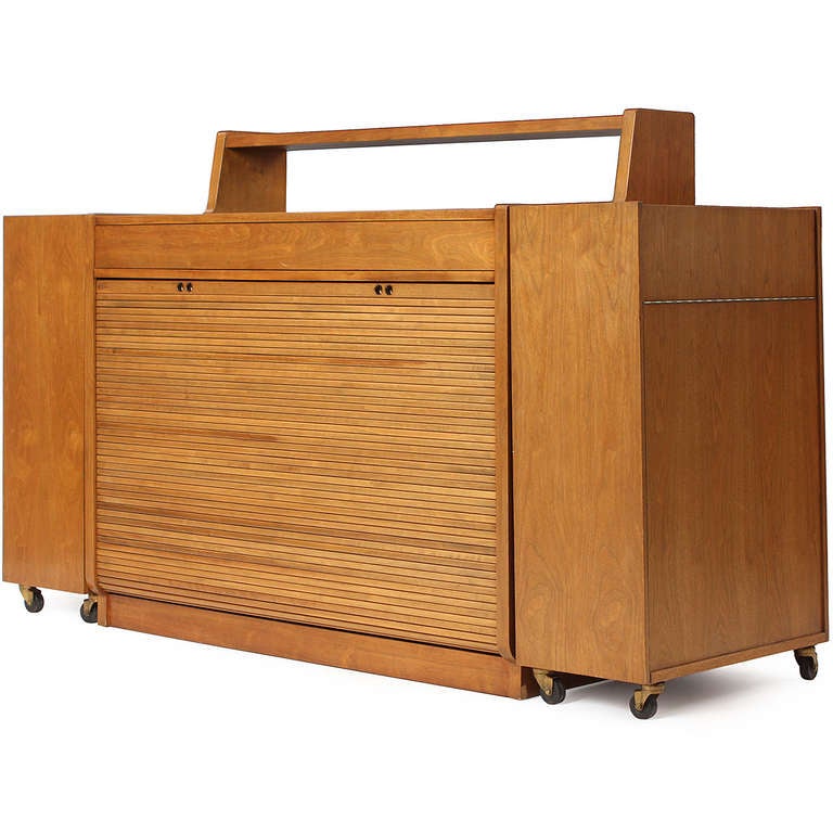 Mid-20th Century Drop Tambour Front Cabinet by Edward Wormley For Sale