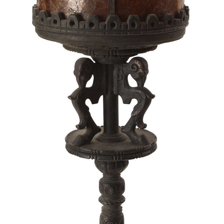 20th Century Pair of Bronze Torchiere Lamps by Oscar Bach