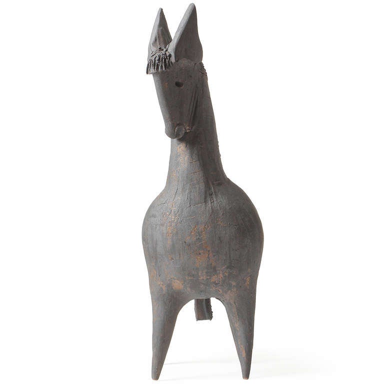Mid-Century Modern Sculpture de cheval en céramique de Dominique Pouchain