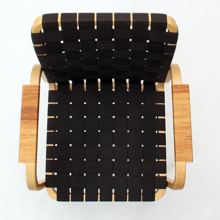 Betulla Poltrona in lino nero di Alvar Aalto per Artek, 1947 in vendita