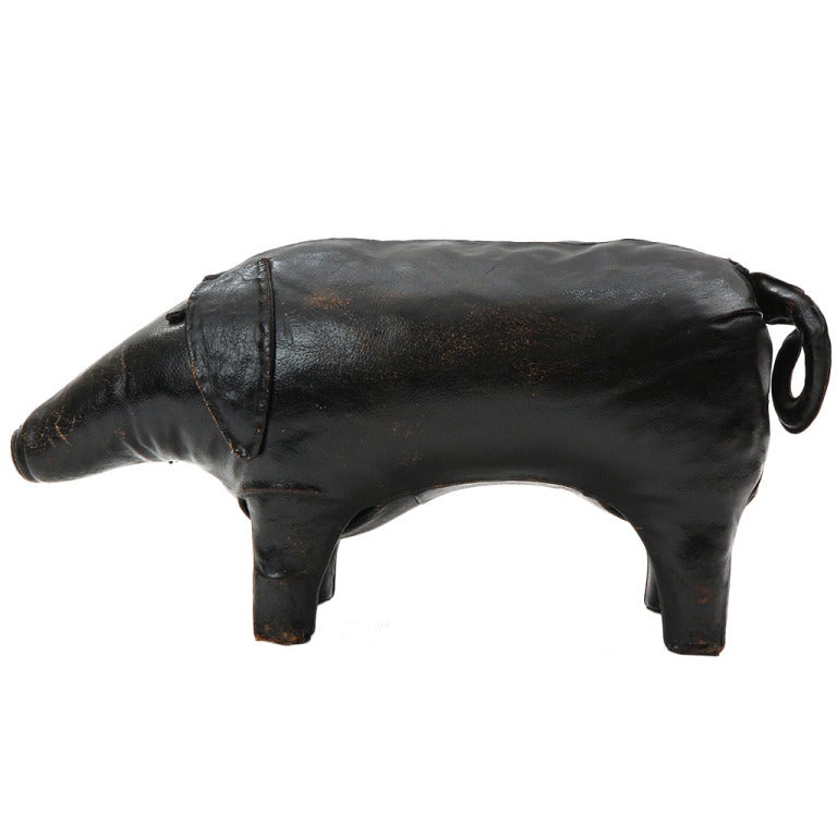 Black Leather Pig Ottoman at 1stdibs