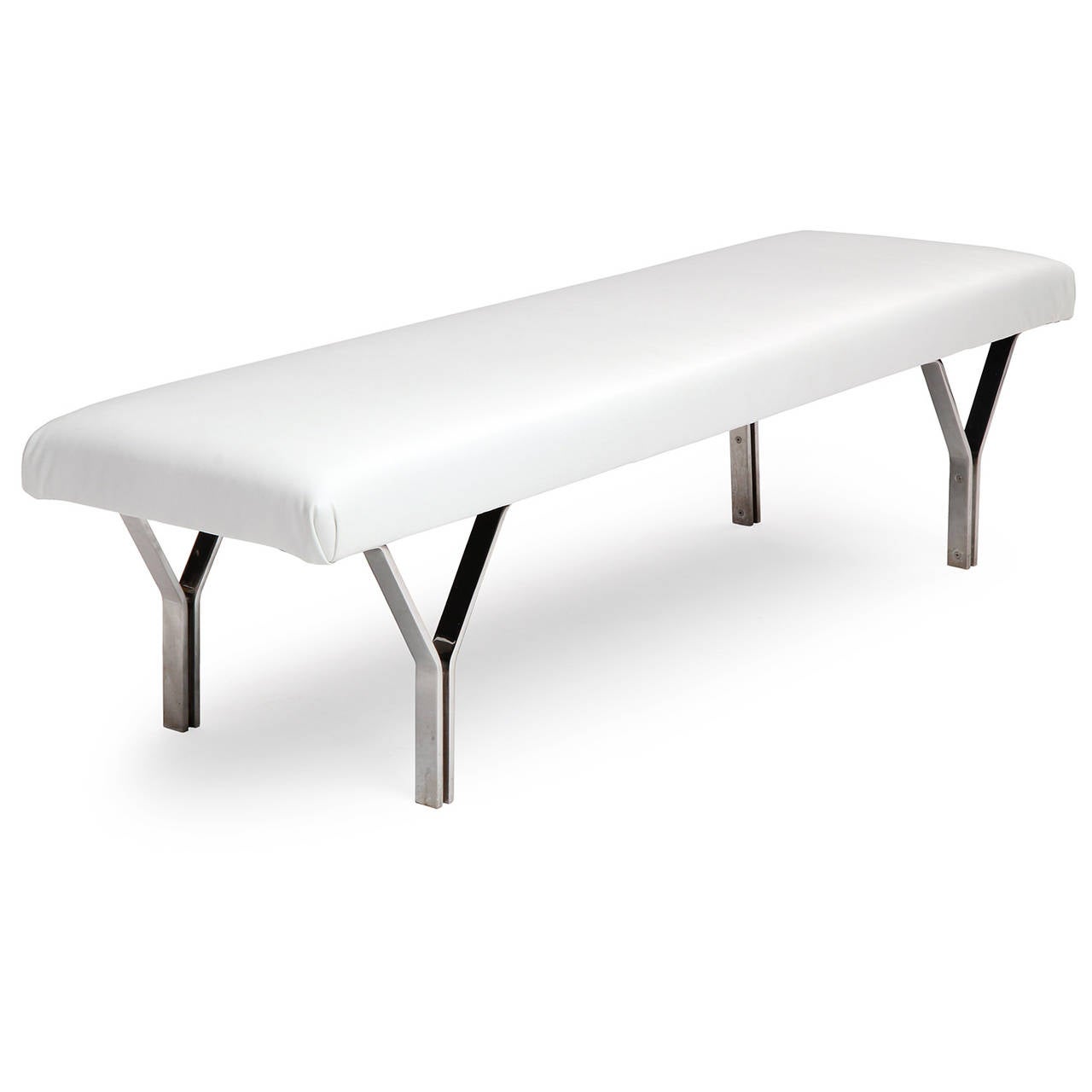 American Architectural White Leather Bench