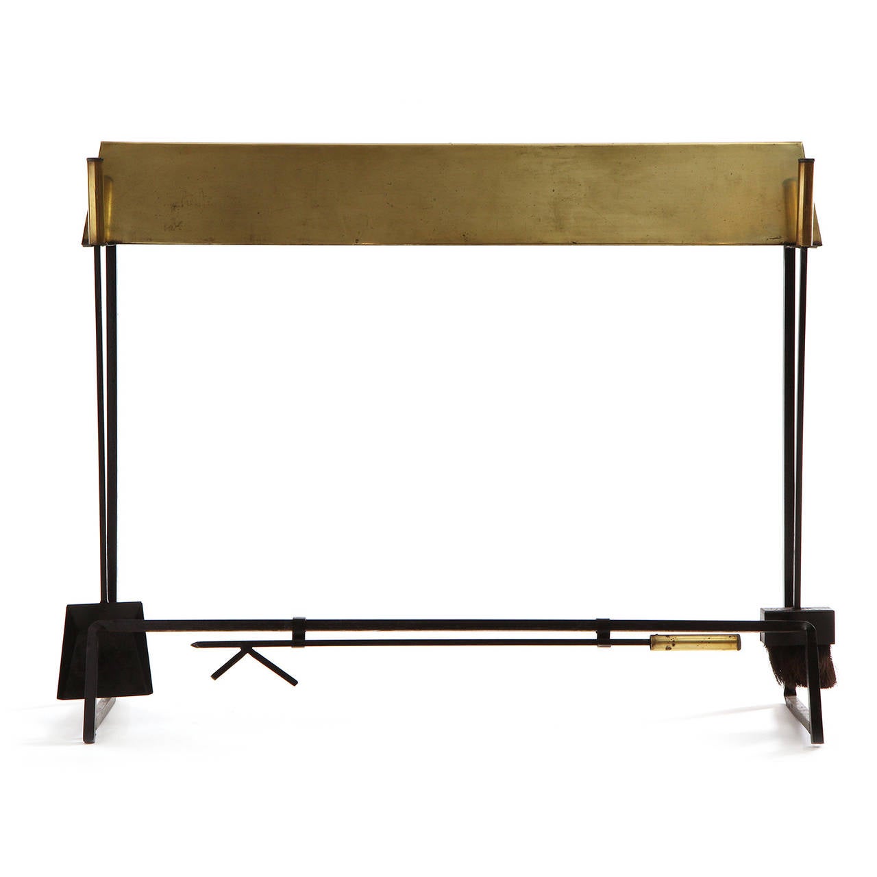 Mid-Century Modern Fireplace Surround and Fire Tools For Sale