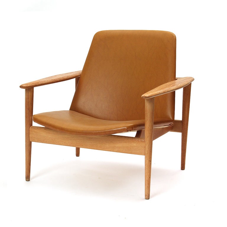 Pair Of Oak Arm Chairs Ib Kofod-Larsen In Excellent Condition In Sagaponack, NY