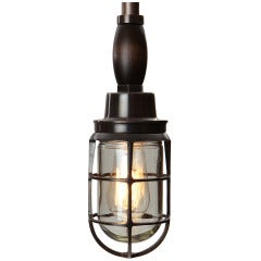 Bronze Caged Ceiling Pendant by Russell & Stoll Co.