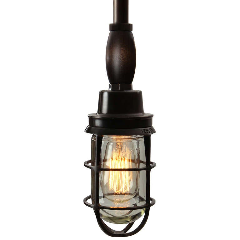 Bronze Caged Ceiling Pendant by Russell & Stoll Co.