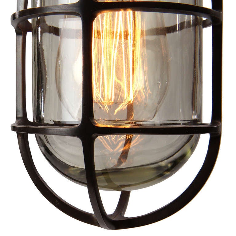 20th Century Bronze Caged Ceiling Pendant by Russell & Stoll Co.