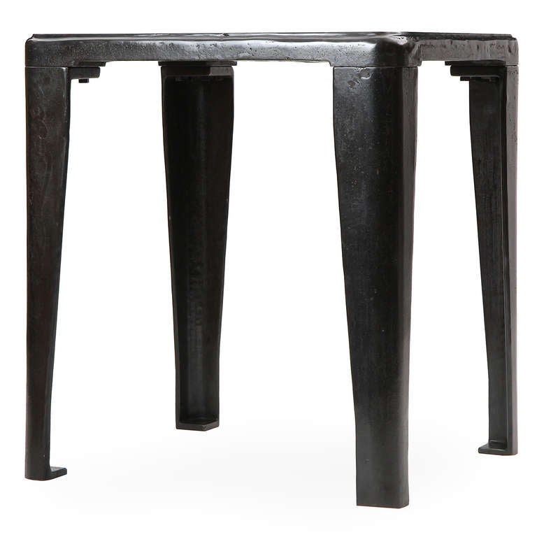 1920s Patinated Cast Iron Industrial Table In Good Condition For Sale In Sagaponack, NY