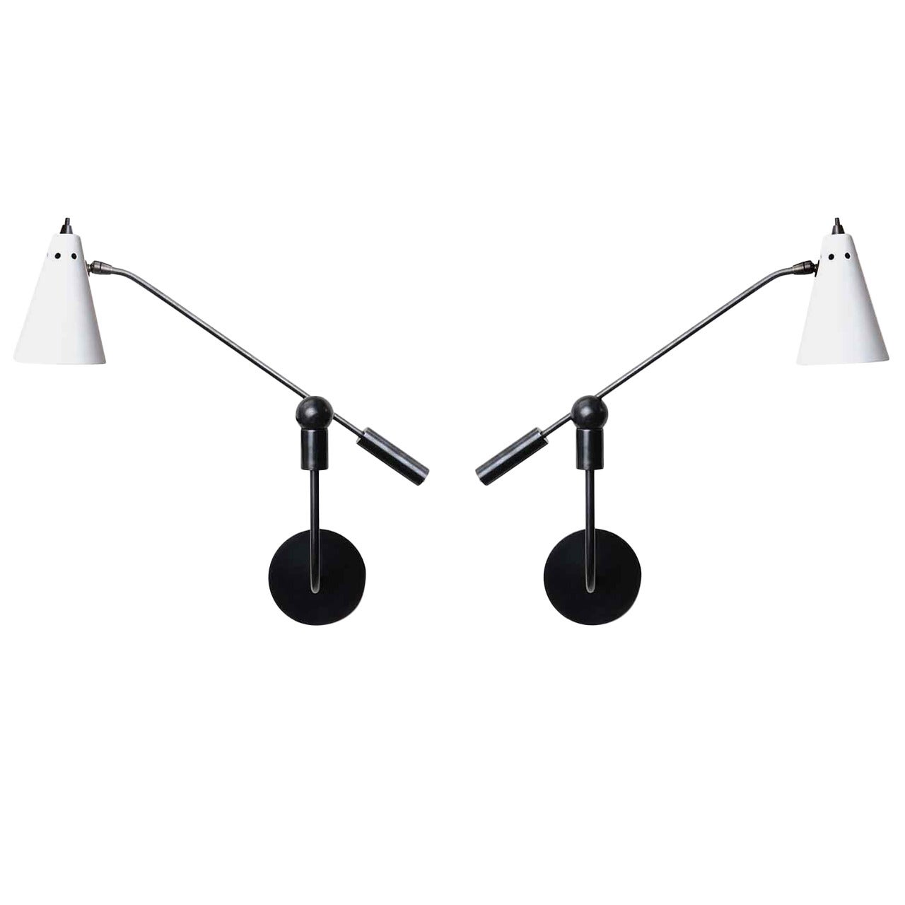 1950s Adjustable Wall Lamps by Gilbert Watrous for Heifetz For Sale