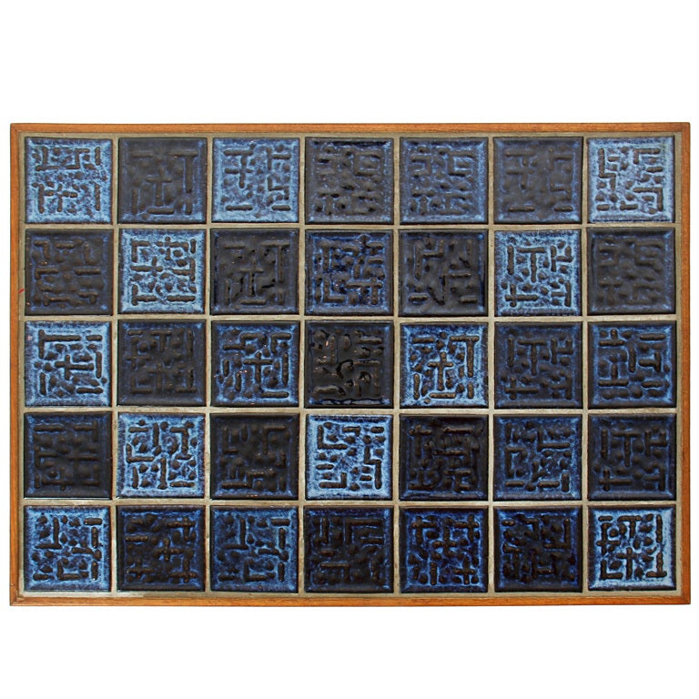 blue tile end table