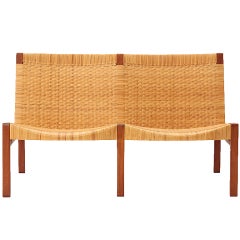 Teak and Cane Settee by Larsen and Madsen