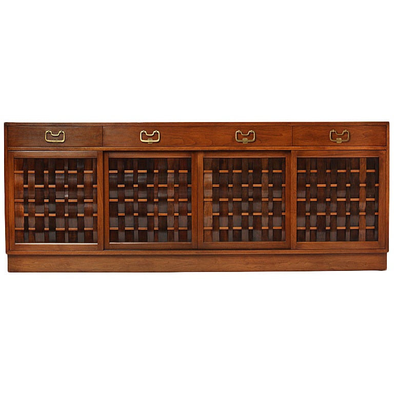 Rare Woven Front Credenza by Edward Wormley