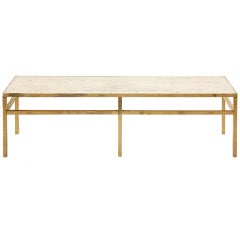 brass and travertine console/bench