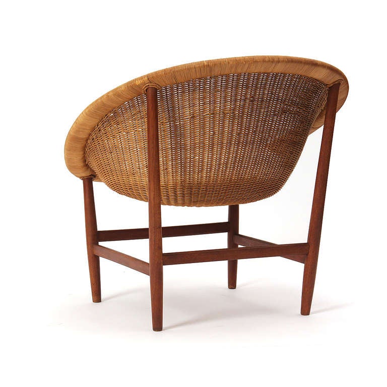 Mid-Century Modern Teak and Wicker Chair by Nanna Ditzel