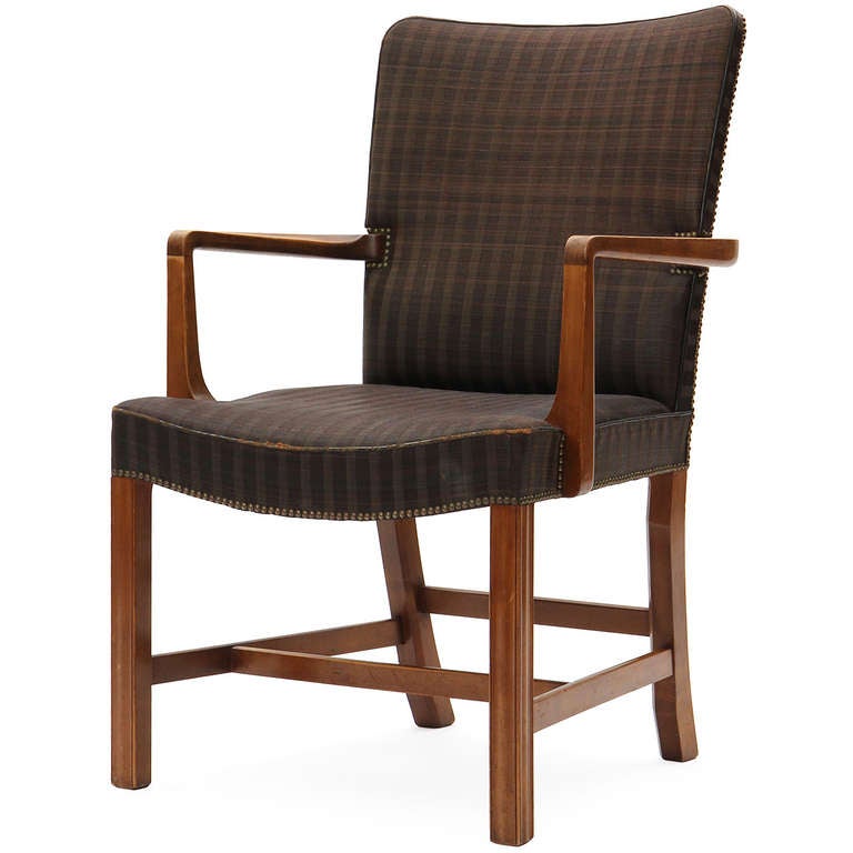 Scandinavian Modern High Back Barcelona Chair by Kaare Klint For Sale