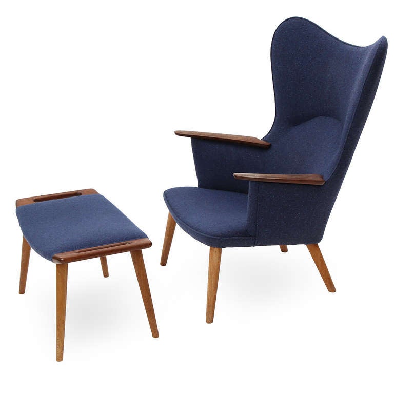 Heart-Backed Lounge Chair With Ottoman By Hans J. Wegner