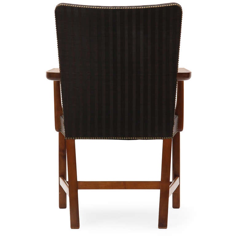 High Back Barcelona Chair by Kaare Klint In Good Condition For Sale In Sagaponack, NY