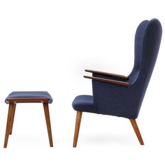 Heart-Backed Lounge Chair With Ottoman By Hans J. Wegner