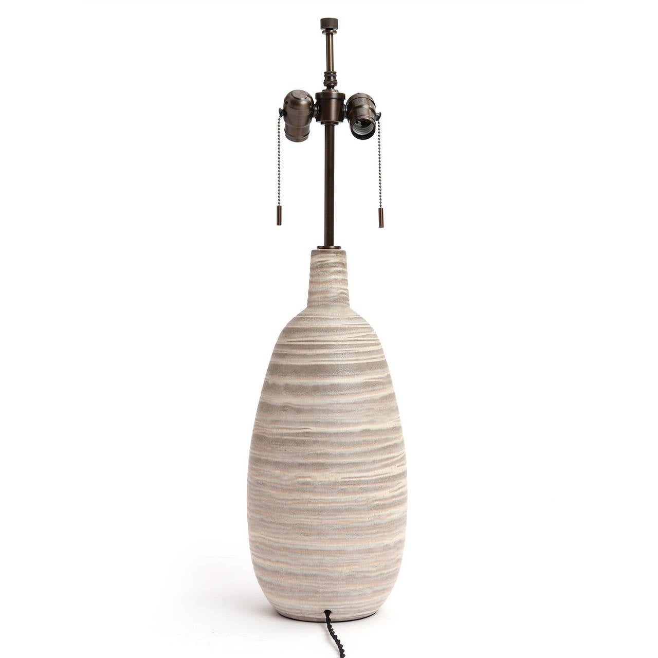 Striated Ceramic Table Lamp In Excellent Condition In Sagaponack, NY