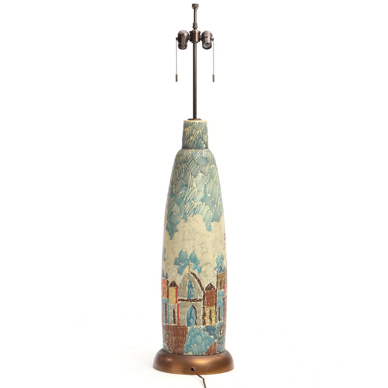 Monumental Painted Italian Table Lamp For Sale 1