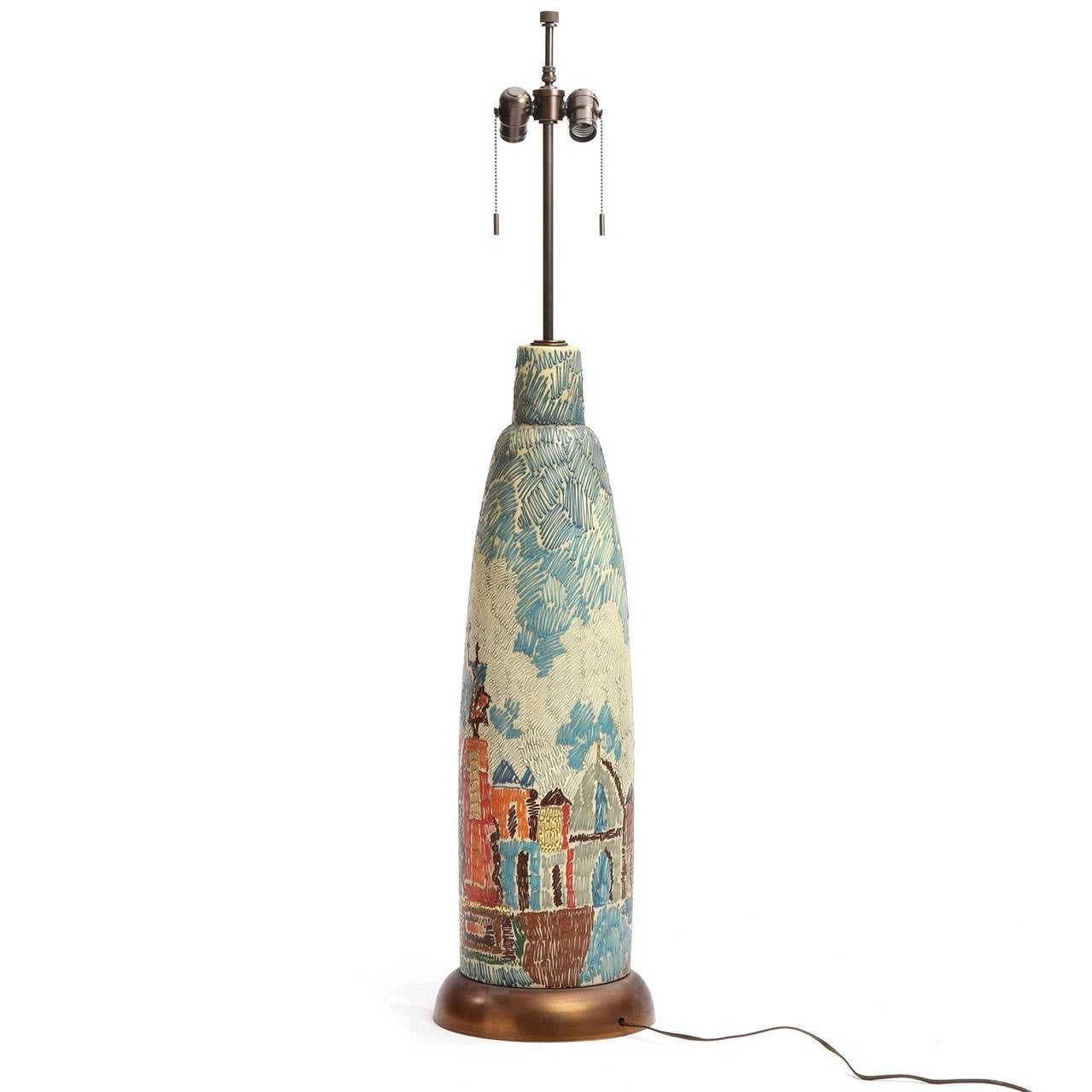 Monumental Painted Italian Table Lamp For Sale 2
