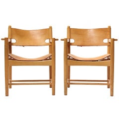 Used Leather Arm Chairs by Borge Modensen