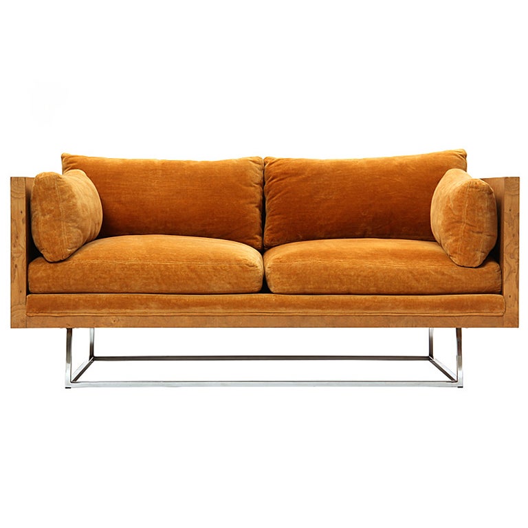 Burled Sofa By Milo Baughman