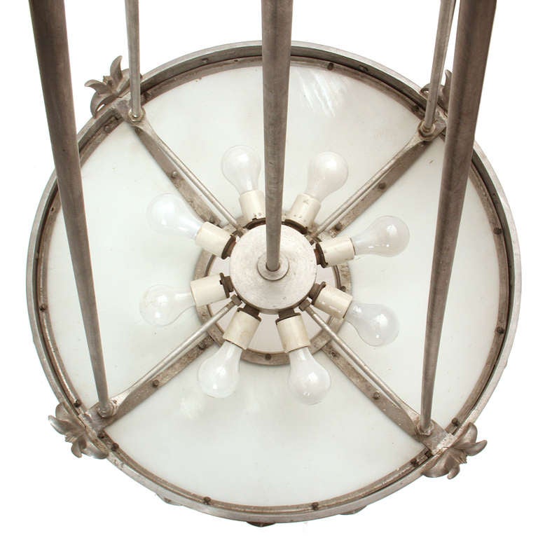 Glass Neoclassical Ceiling Pendant For Sale