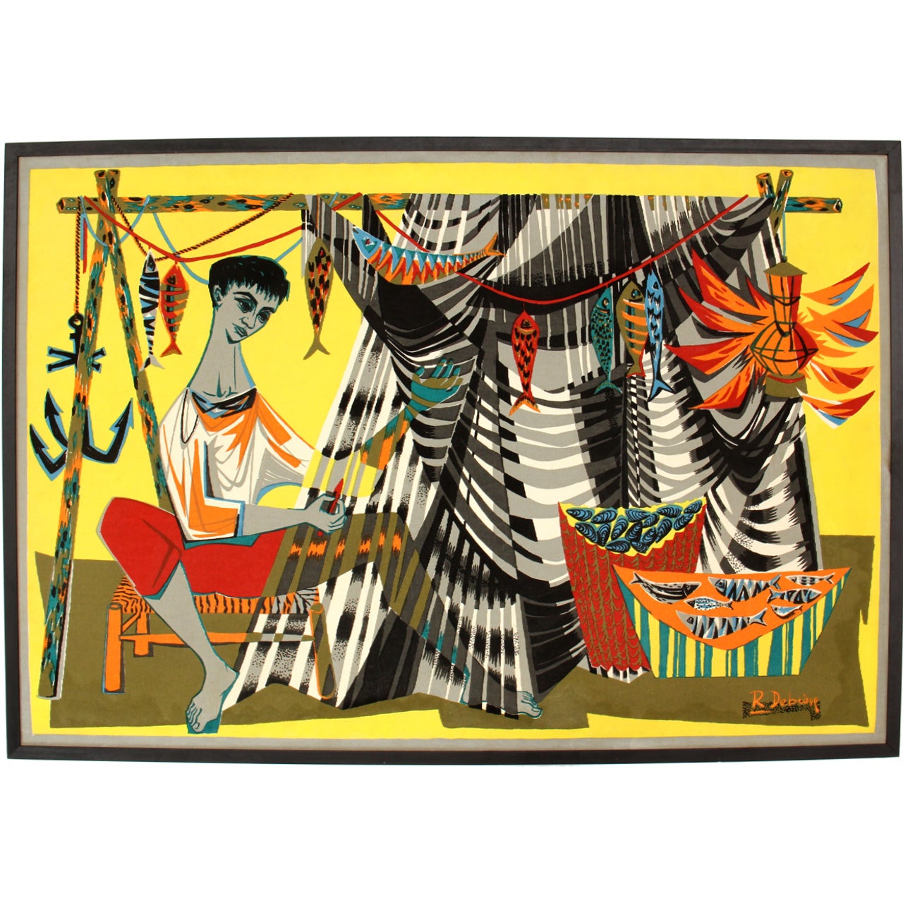 Le Remailleur De Filet - Tapestry by Robert Debieve