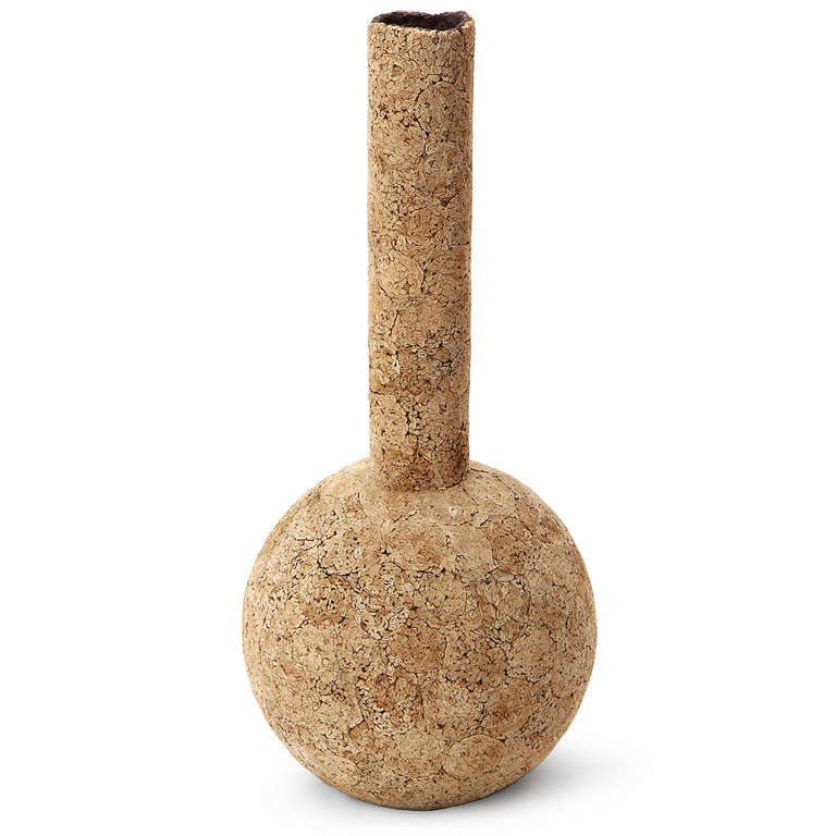 A dramatic, large-scaled and expressive vase crafted from natural cork.