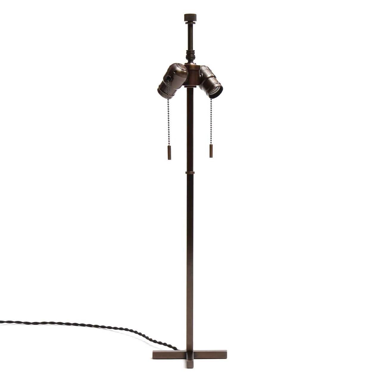 Cruciform Base Bronze Table Lamps In Excellent Condition In Sagaponack, NY