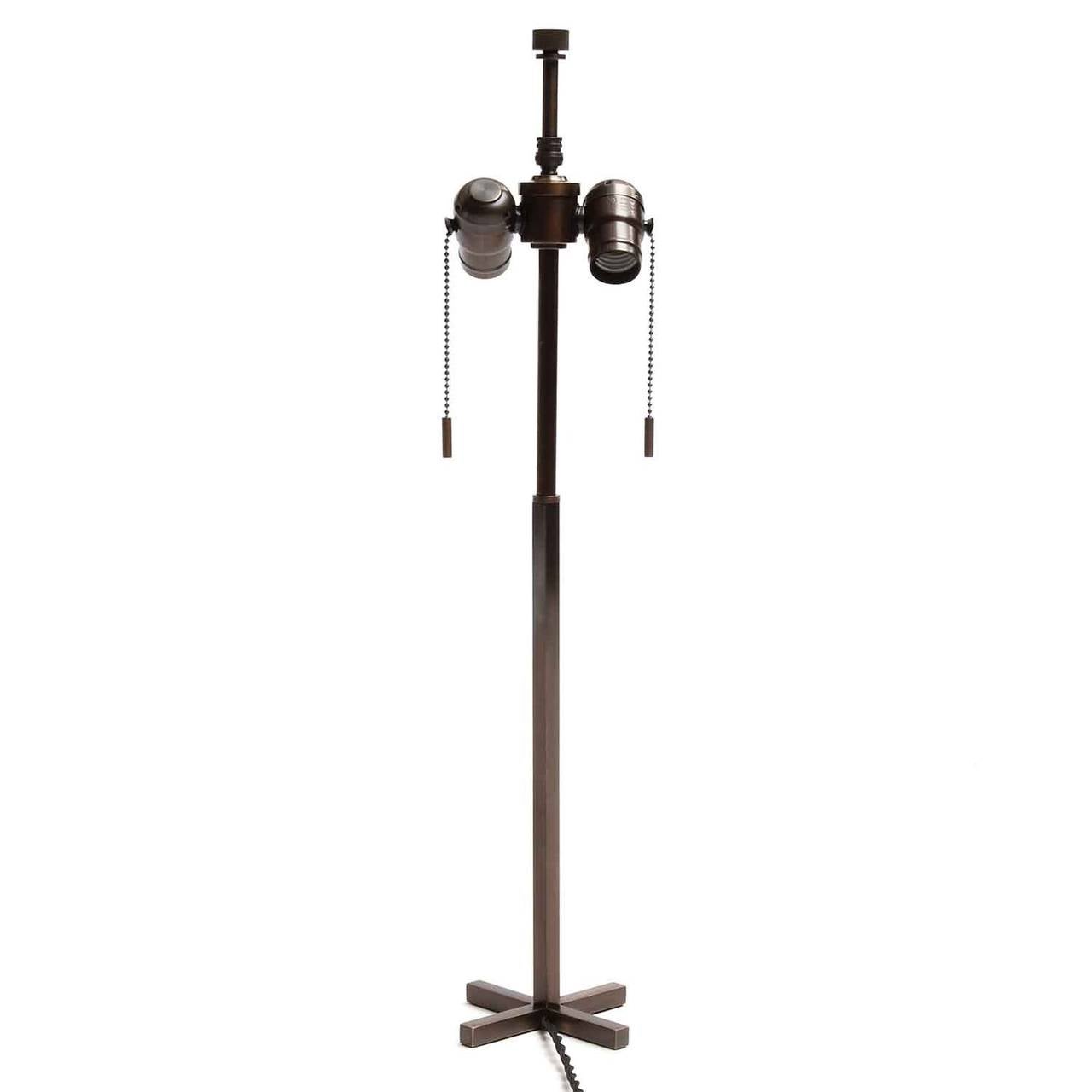 Mid-Century Modern Cruciform Base Bronze Table Lamps