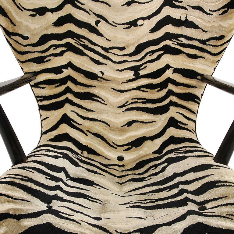 Danish Zebra Print Lounge Chair and Ottoman 1
