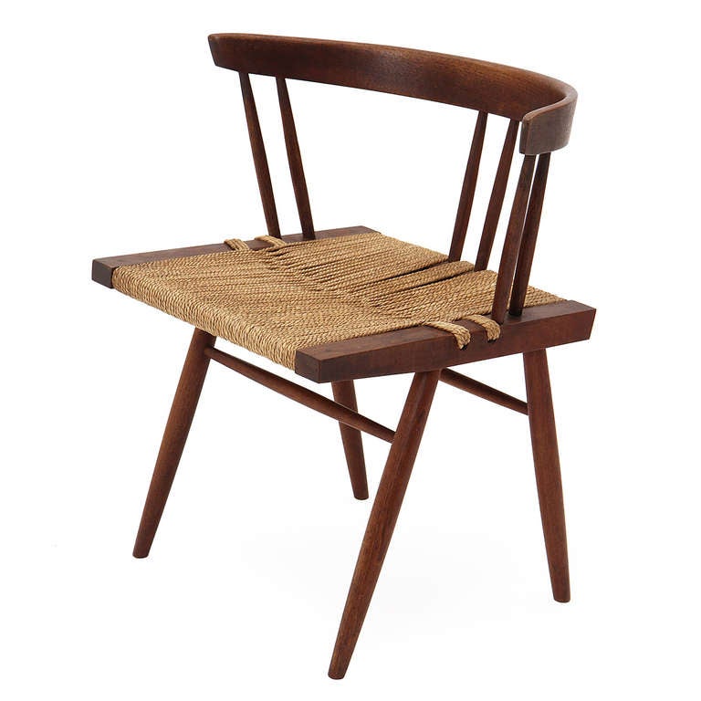 Walnut Grass Seat Chairs by George Nakashima