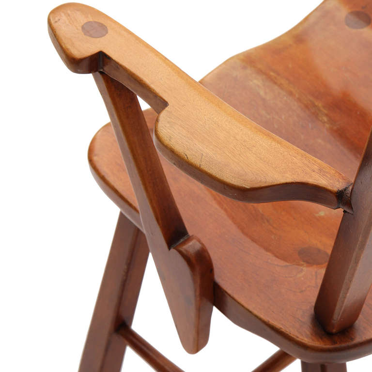 Carved Solid Yellow Birch Armchair by Herman DeVries for Cushman 2