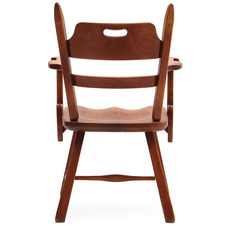 Maple Carved Solid Yellow Birch Armchair by Herman DeVries for Cushman