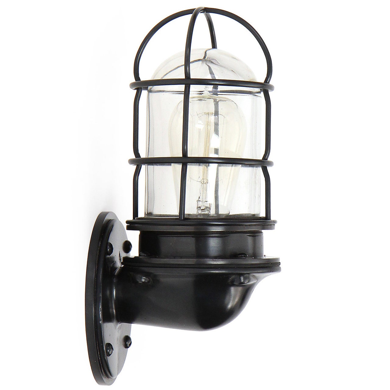 Patinated Bronze Industrial Sconce from USA